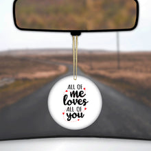 DistinctInk® Hanging Ceramic Christmas Tree Ornament with Gold String - Great Gift / Present - 2 3/4 inch Diameter - All of Me Loves All of You - Hearts