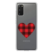 DistinctInk® Clear Shockproof Hybrid Case for Apple iPhone / Samsung Galaxy / Google Pixel - Buffalo Heart - Red Black Plaid