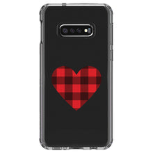 DistinctInk® Clear Shockproof Hybrid Case for Apple iPhone / Samsung Galaxy / Google Pixel - Buffalo Heart - Red Black Plaid