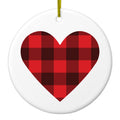Red Black Plaid Ceramic Ornament