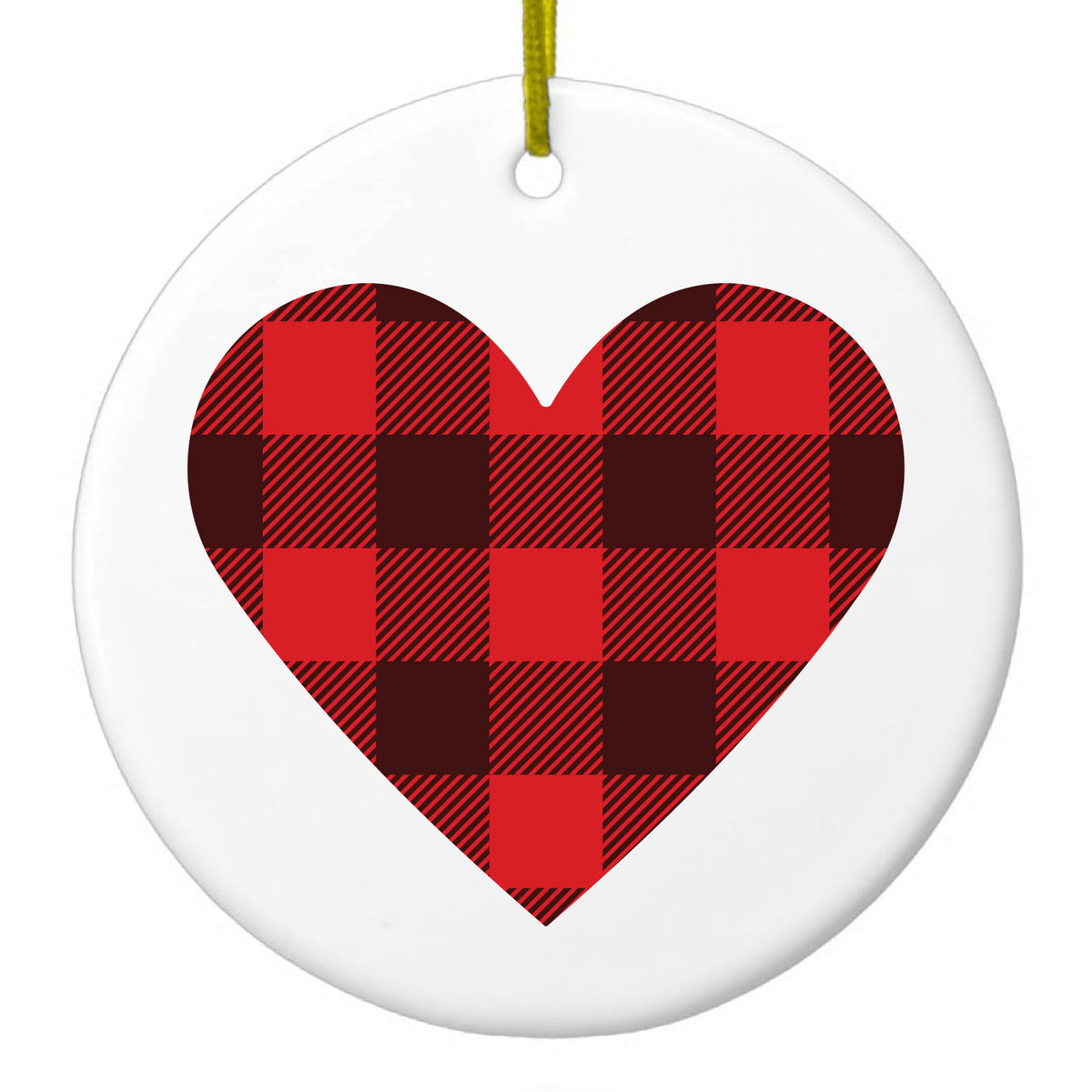 Red Black Plaid Ceramic Ornament