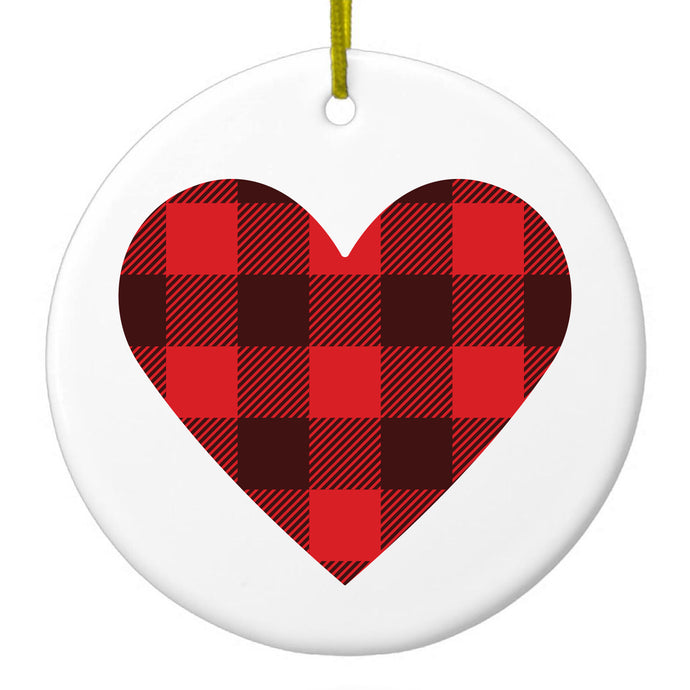Red Black Plaid Ceramic Ornament