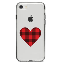 DistinctInk® Clear Shockproof Hybrid Case for Apple iPhone / Samsung Galaxy / Google Pixel - Buffalo Heart - Red Black Plaid