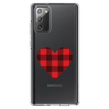 DistinctInk® Clear Shockproof Hybrid Case for Apple iPhone / Samsung Galaxy / Google Pixel - Buffalo Heart - Red Black Plaid