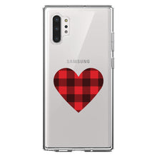 DistinctInk® Clear Shockproof Hybrid Case for Apple iPhone / Samsung Galaxy / Google Pixel - Buffalo Heart - Red Black Plaid