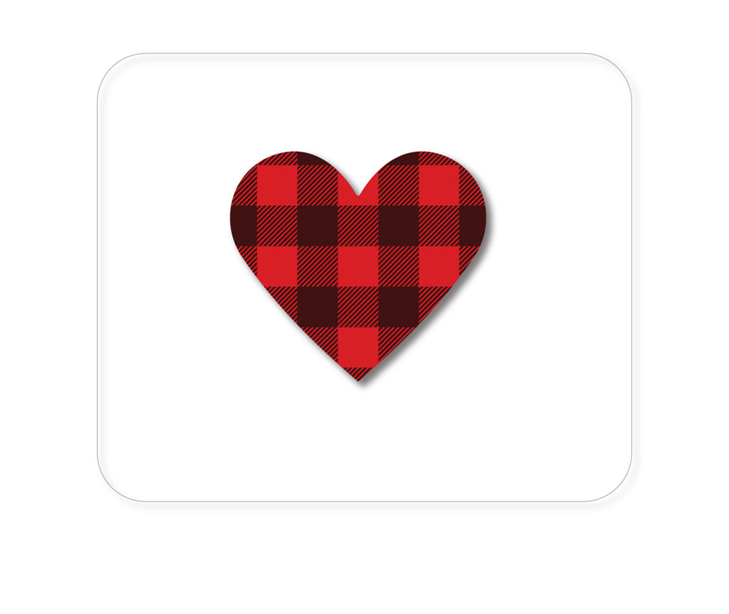 Custom Foam Rubber Mouse Pad - Buffalo Heart - Red Black Plaid