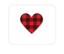 DistinctInk Custom Foam Rubber Mouse Pad - 1/4" Thick - Buffalo Heart - Red Black Plaid