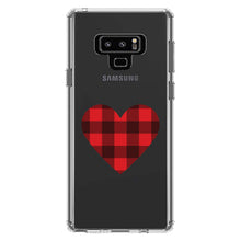 DistinctInk® Clear Shockproof Hybrid Case for Apple iPhone / Samsung Galaxy / Google Pixel - Buffalo Heart - Red Black Plaid