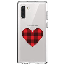 DistinctInk® Clear Shockproof Hybrid Case for Apple iPhone / Samsung Galaxy / Google Pixel - Buffalo Heart - Red Black Plaid