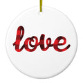 Red Black Plaid Ceramic Ornament