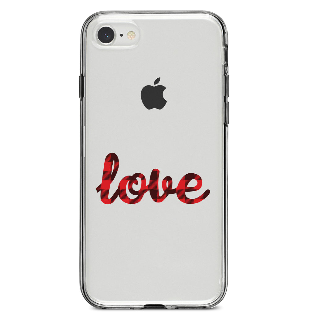 Buffalo Love, Red Black Plaid Clear Shockproof iPhone Case, view 5
