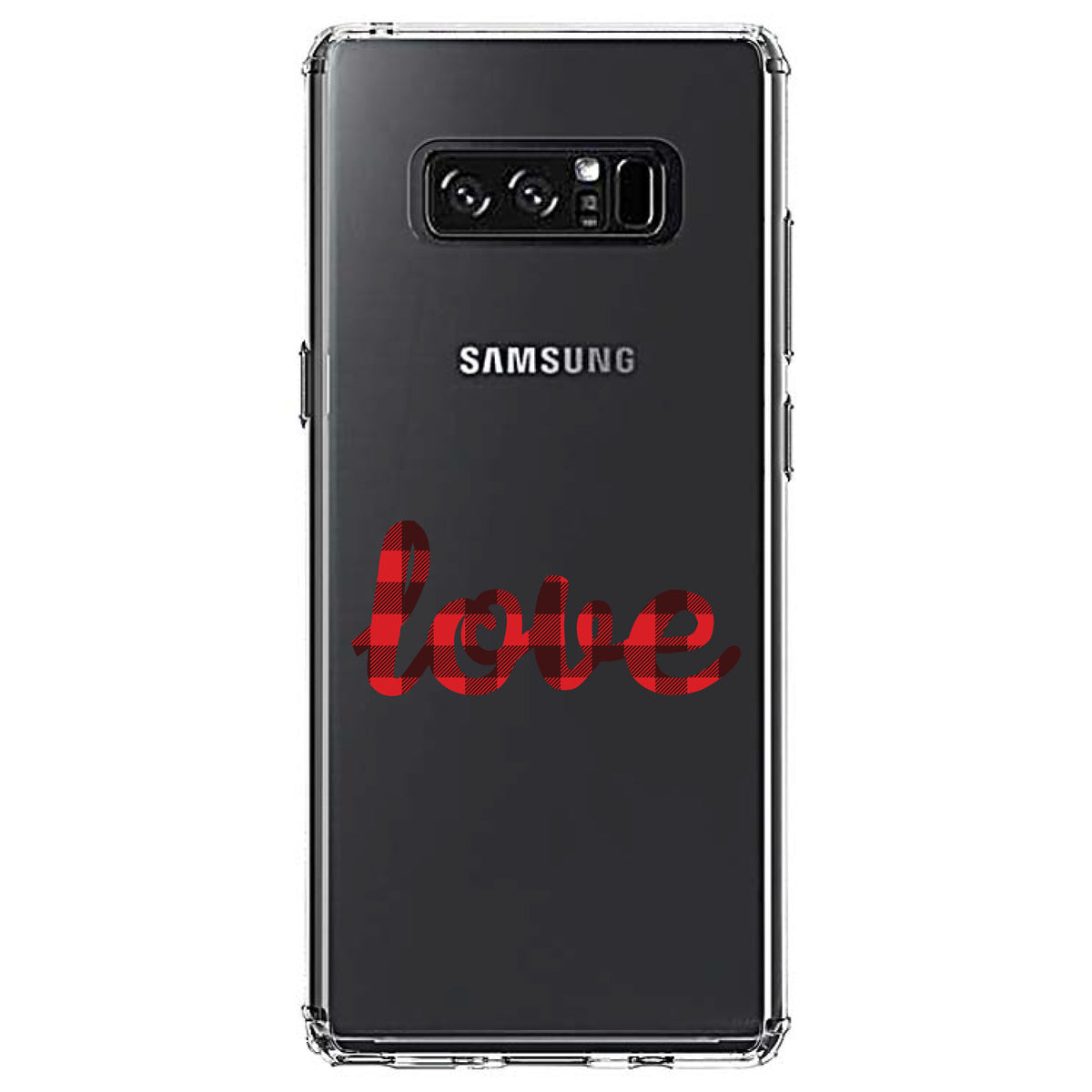 Buffalo Love, Red Black Plaid Clear Shockproof iPhone Case, view 12
