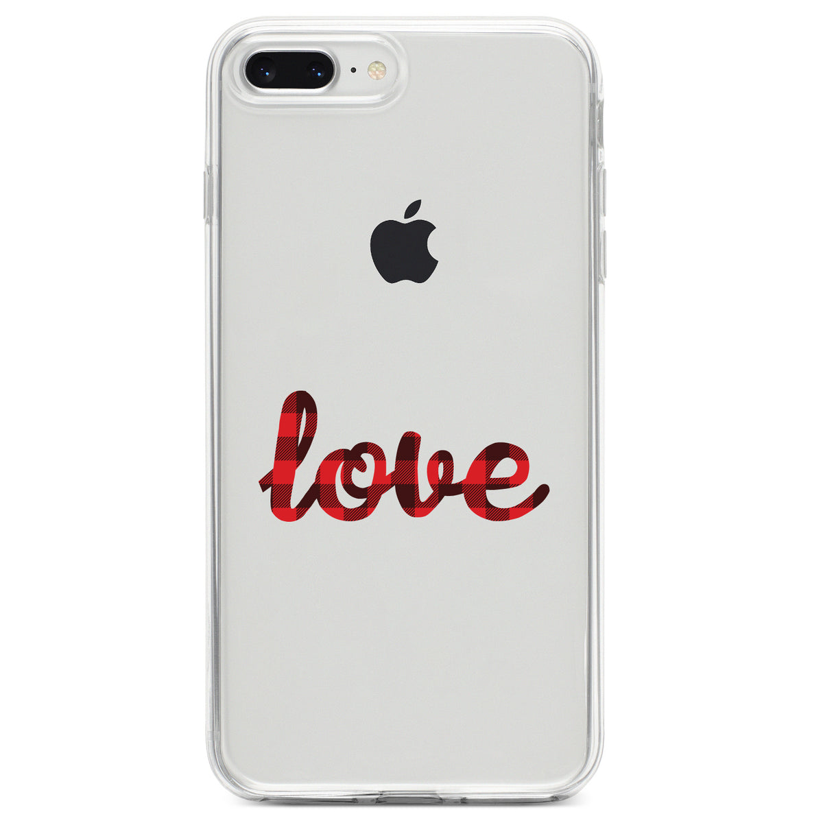 Buffalo Love, Red Black Plaid Clear Shockproof iPhone Case, view 6