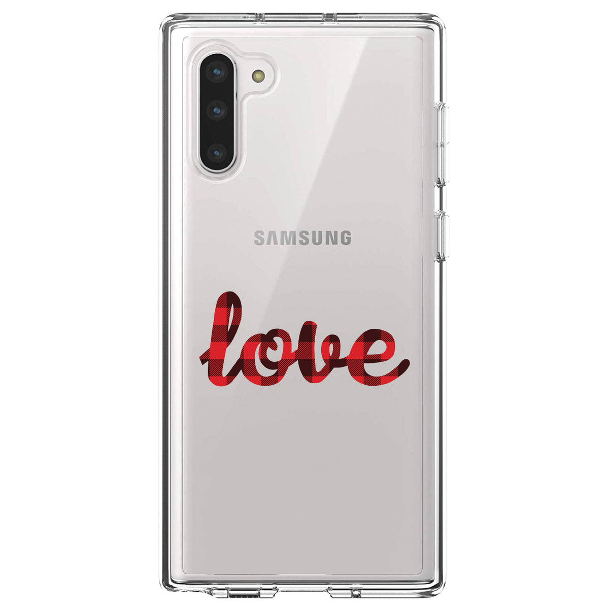 Buffalo Love, Red Black Plaid Clear Shockproof iPhone Case, view 9