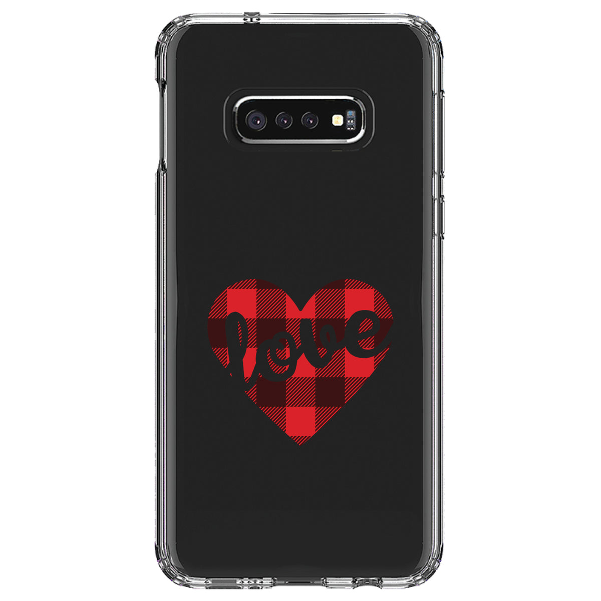 Buffalo Love Heart, Red Black Plaid Clear Shockproof iPhone Case, view 18