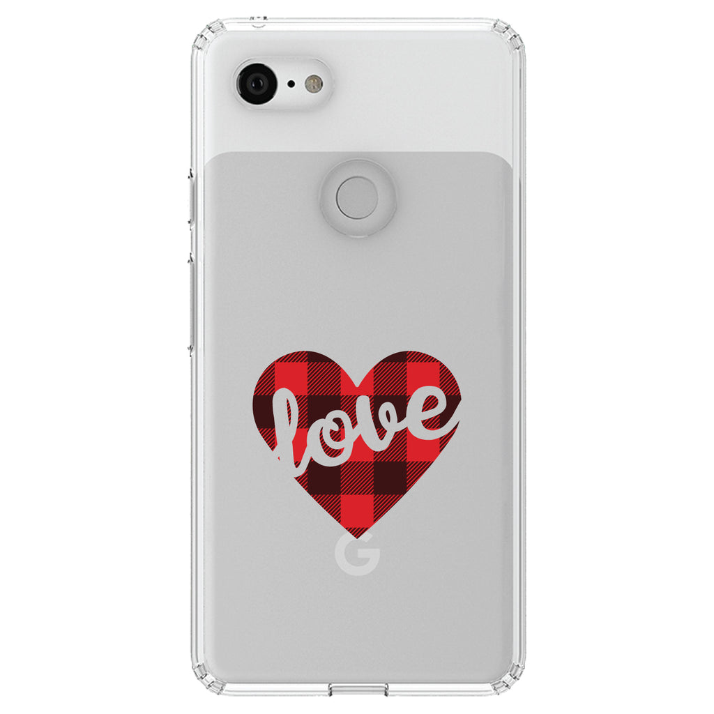 Buffalo Love Heart, Red Black Plaid Clear Shockproof iPhone Case, view 22