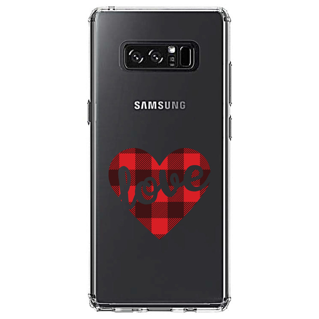 Buffalo Love Heart, Red Black Plaid Clear Shockproof iPhone Case, view 12