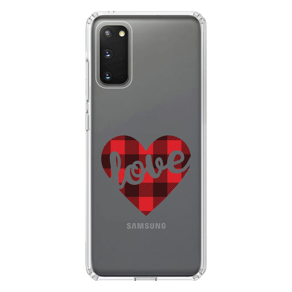 Buffalo Love Heart, Red Black Plaid Clear Shockproof iPhone Case, view 14
