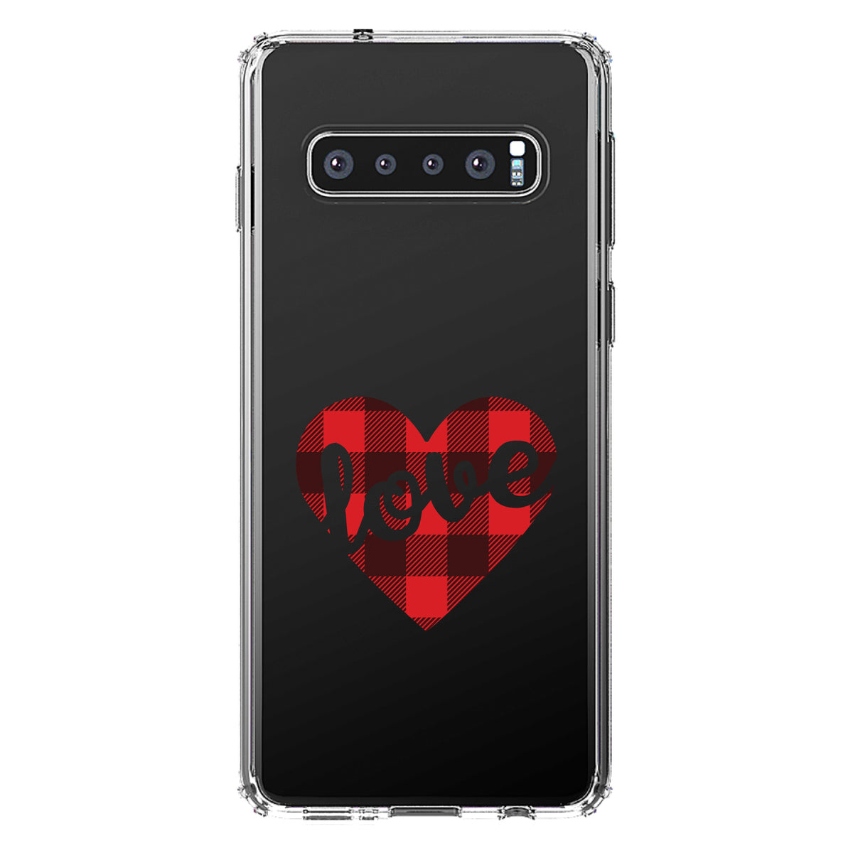Buffalo Love Heart, Red Black Plaid Clear Shockproof iPhone Case, view 17