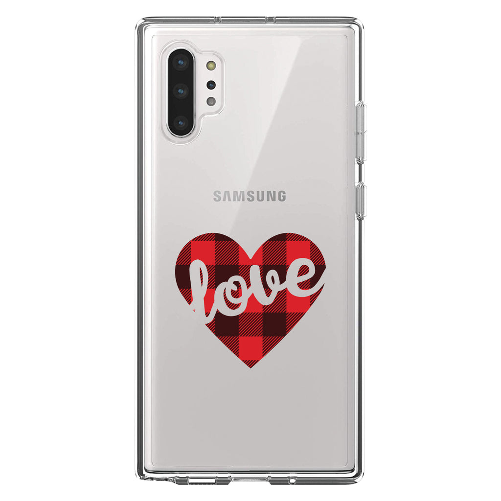 Buffalo Love Heart, Red Black Plaid Clear Shockproof iPhone Case, view 10
