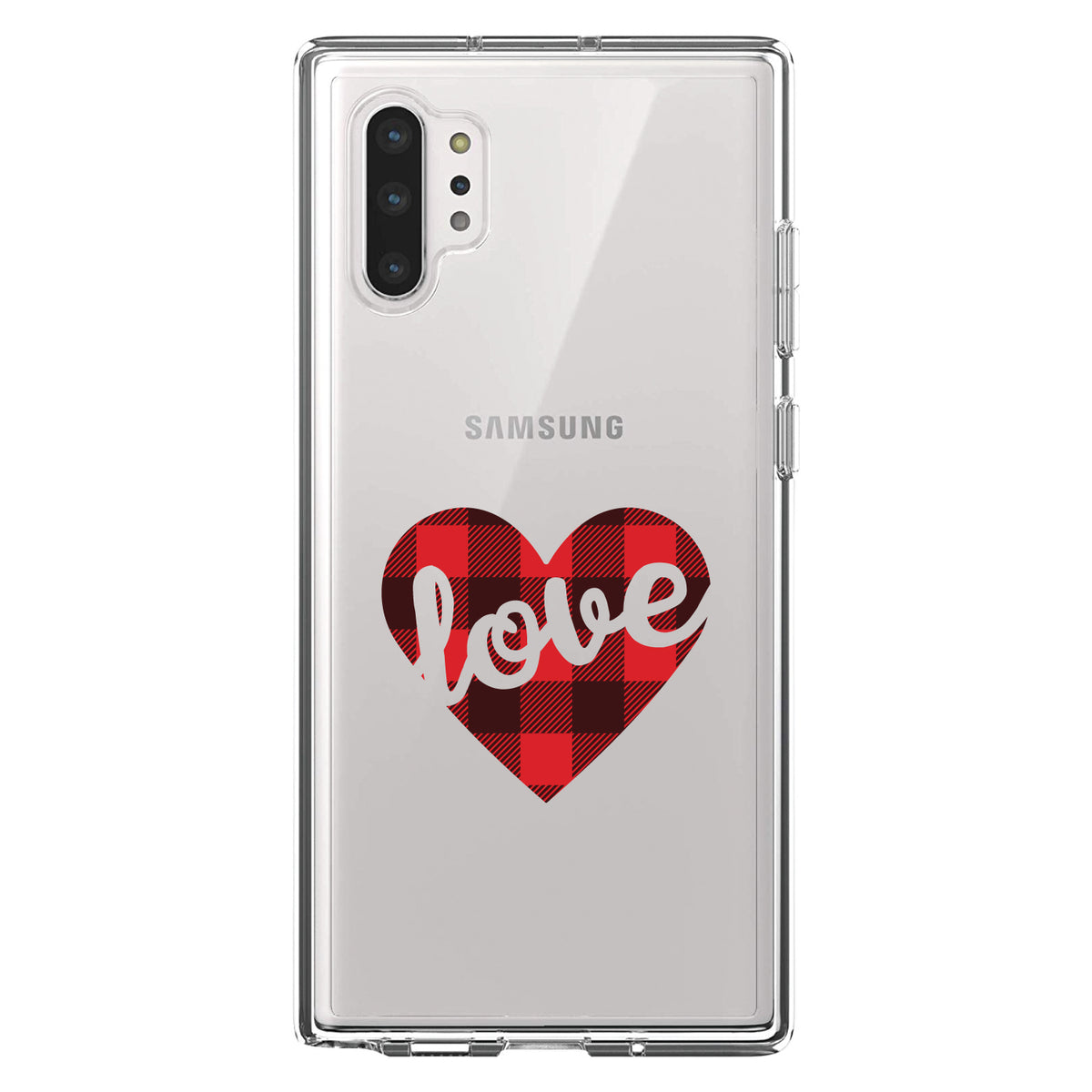 Buffalo Love Heart, Red Black Plaid Clear Shockproof iPhone Case, view 10