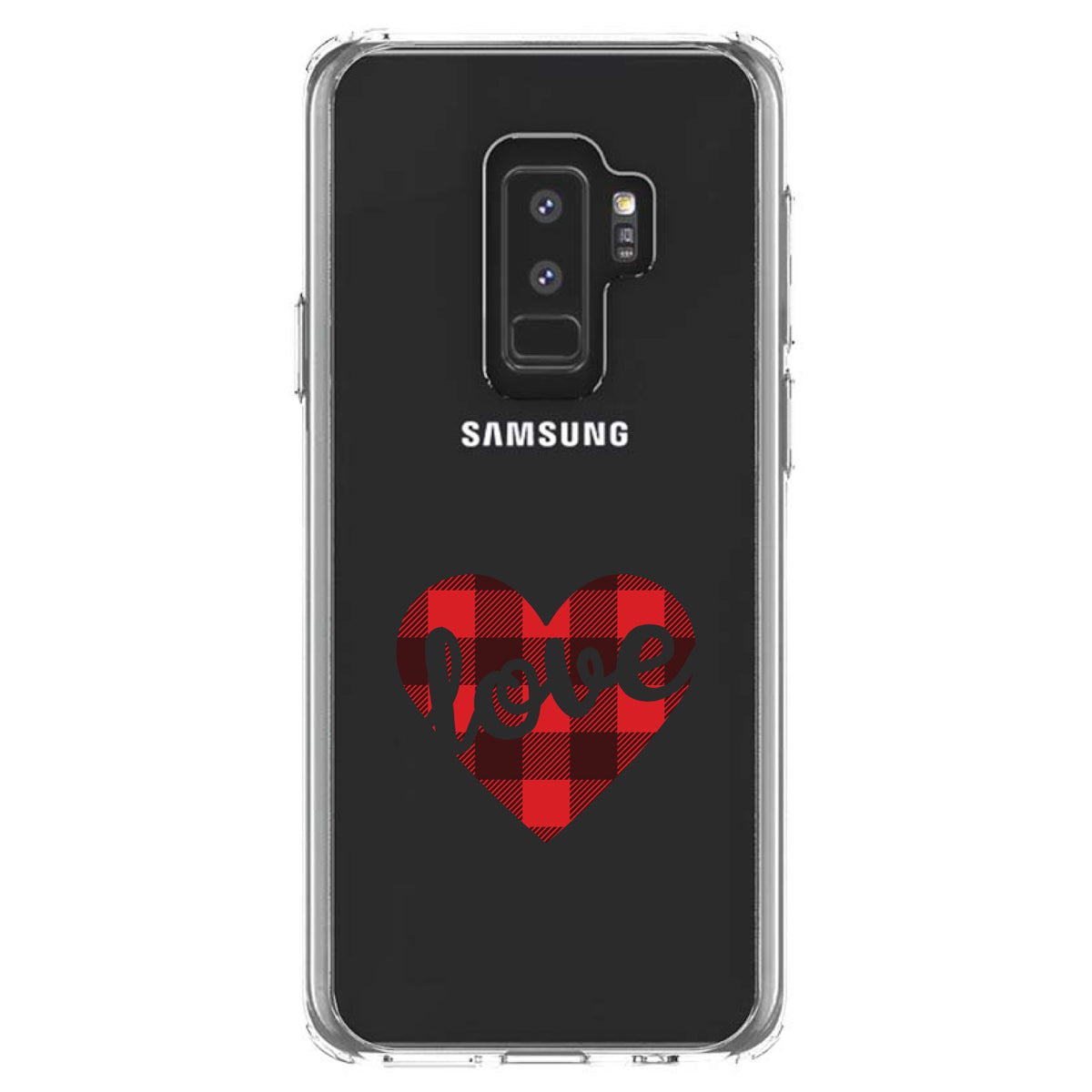 Buffalo Love Heart, Red Black Plaid Clear Shockproof iPhone Case, view 20