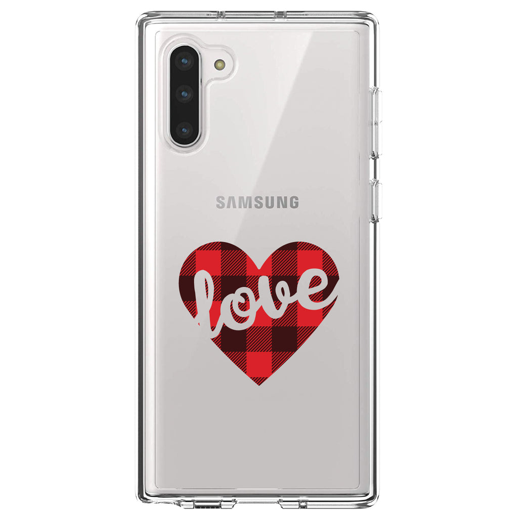 Buffalo Love Heart, Red Black Plaid Clear Shockproof iPhone Case, view 9