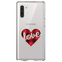 DistinctInk® Clear Shockproof Hybrid Case for Apple iPhone / Samsung Galaxy / Google Pixel - Buffalo Love Heart - Red Black Plaid
