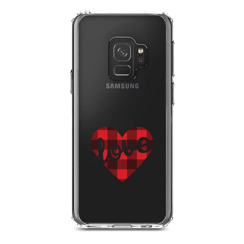 Buffalo Love Heart, Red Black Plaid Clear Shockproof iPhone Case, view 19