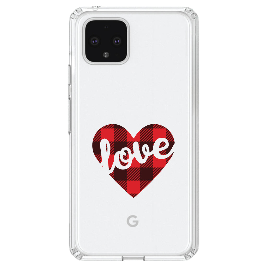 Buffalo Love Heart, Red Black Plaid Clear Shockproof iPhone Case, view 24