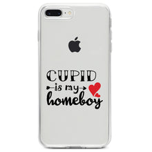 DistinctInk® Clear Shockproof Hybrid Case for Apple iPhone / Samsung Galaxy / Google Pixel - Cupid is My Homeboy - Heart - Valentine