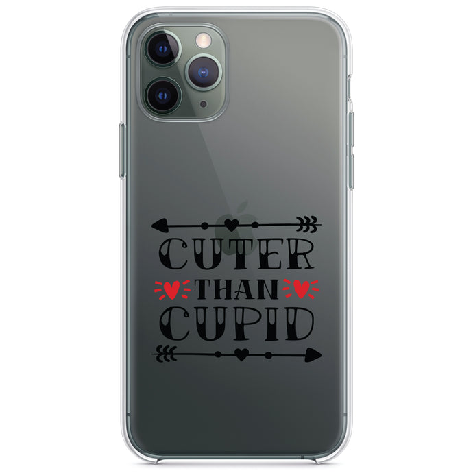 DistinctInk® Clear Shockproof Hybrid Case for Apple iPhone / Samsung Galaxy / Google Pixel - Cuter Than Cupid - Valentine