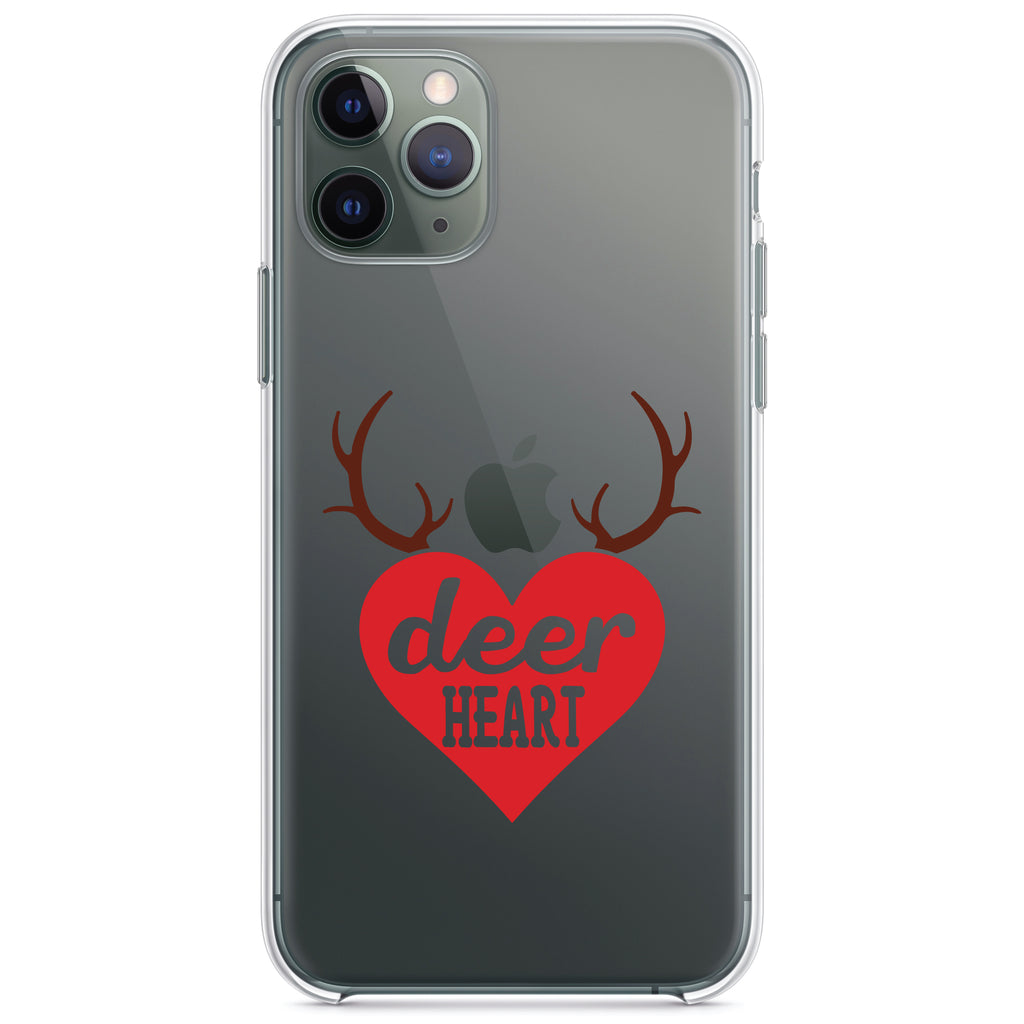 Deer Heart, Red Antlers Clear Shockproof iPhone Case