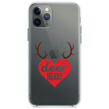 DistinctInk® Clear Shockproof Hybrid Case for Apple iPhone / Samsung Galaxy / Google Pixel - Deer Heart - Red Antlers