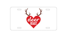 DistinctInk Custom Aluminum Decorative Vanity Front License Plate - Deer Heart - Red Antlers