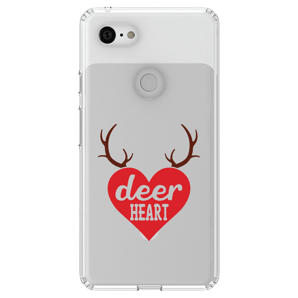 Deer Heart, Red Antlers Clear Shockproof iPhone Case, view 22