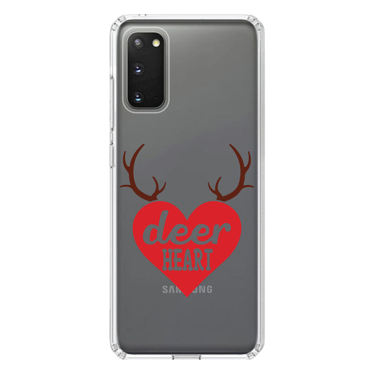 Deer Heart, Red Antlers Clear Shockproof iPhone Case, view 15