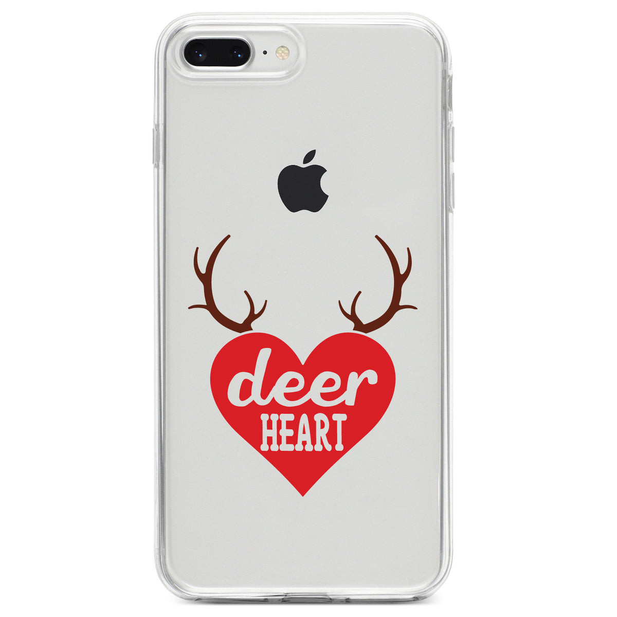 Deer Heart, Red Antlers Clear Shockproof iPhone Case, view 6