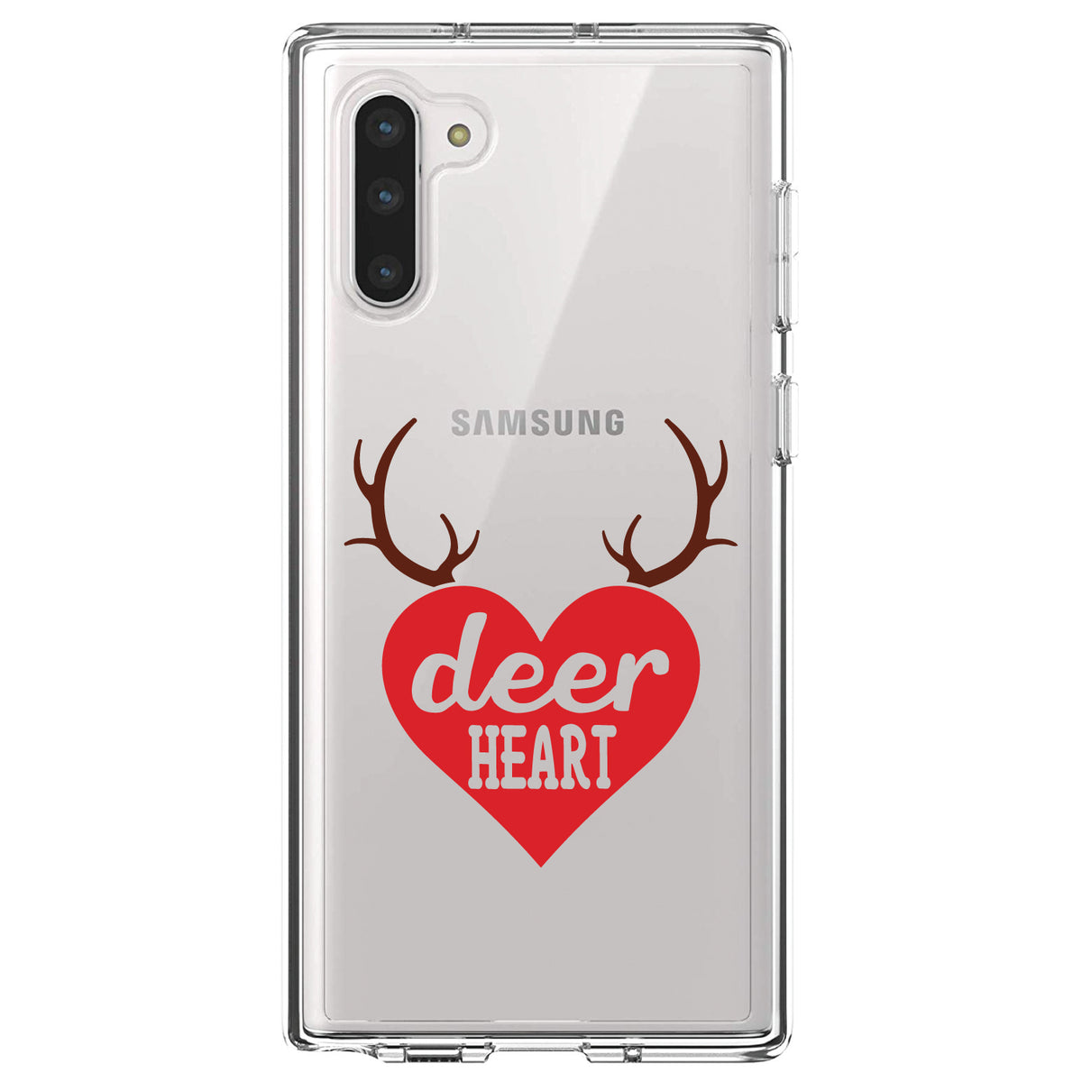 Deer Heart, Red Antlers Clear Shockproof iPhone Case, view 9