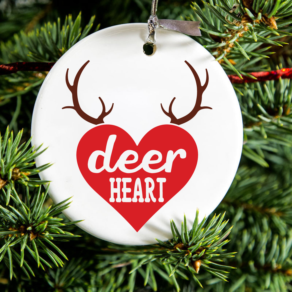 Red Antlers Ceramic Ornament, view 2