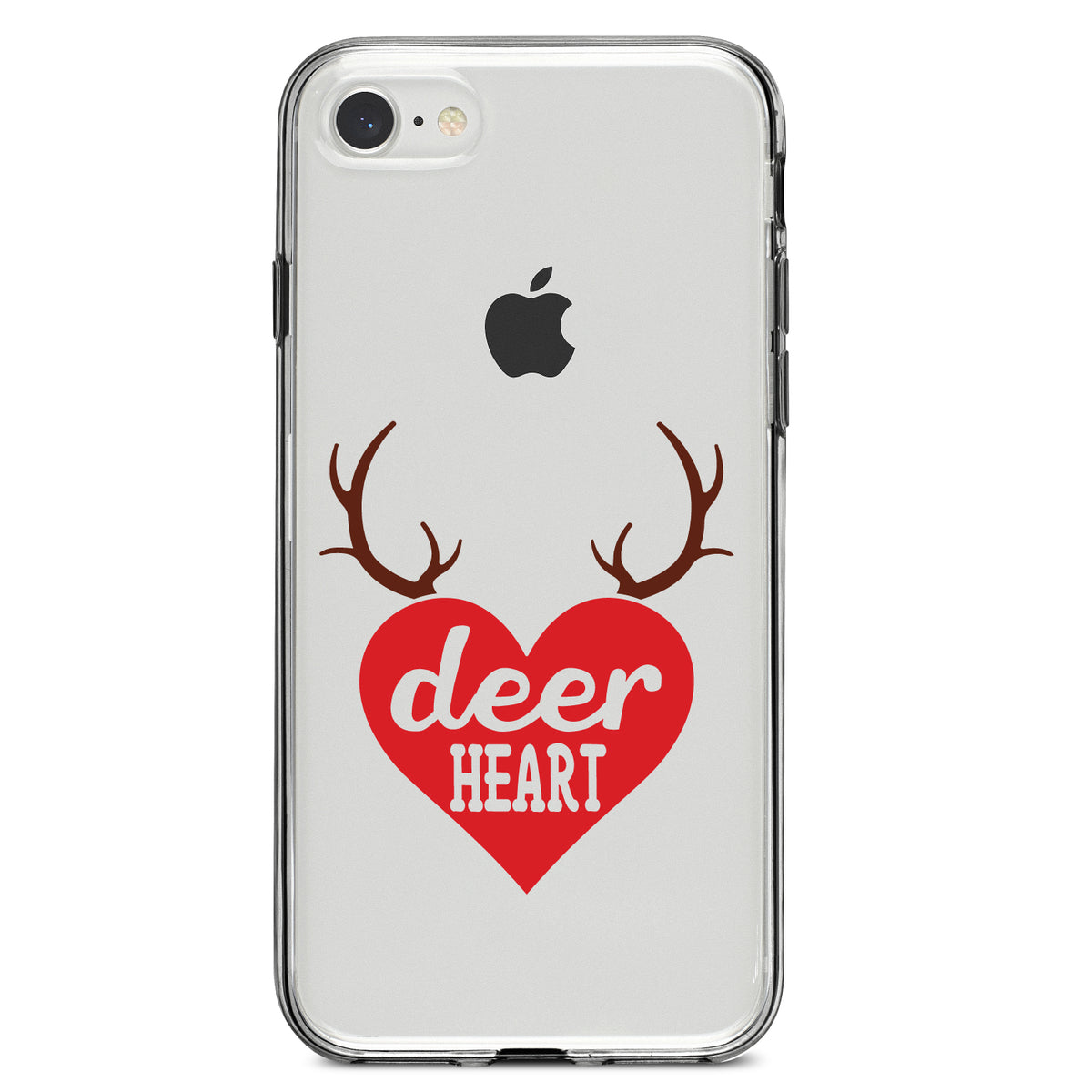 Deer Heart, Red Antlers Clear Shockproof iPhone Case, view 5