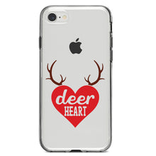 DistinctInk® Clear Shockproof Hybrid Case for Apple iPhone / Samsung Galaxy / Google Pixel - Deer Heart - Red Antlers