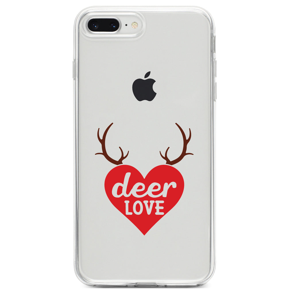 Deer Love, Red Antlers Clear Shockproof iPhone Case, view 6