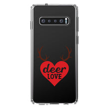 DistinctInk® Clear Shockproof Hybrid Case for Apple iPhone / Samsung Galaxy / Google Pixel - Deer Love - Red Antlers
