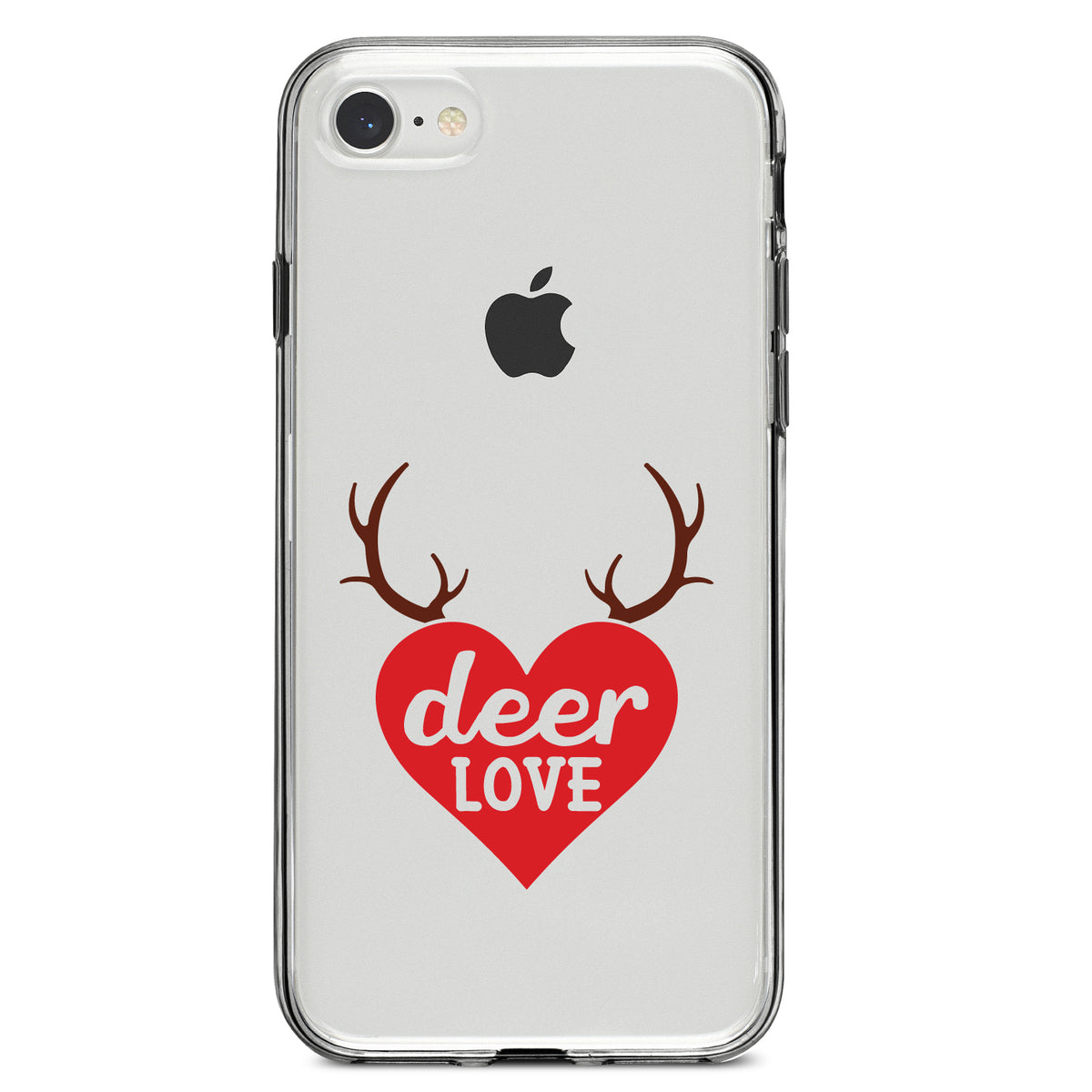 Deer Love, Red Antlers Clear Shockproof iPhone Case, view 5