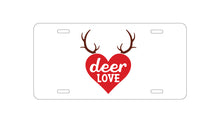 DistinctInk Custom Aluminum Decorative Vanity Front License Plate - Deer Love - Red Antlers