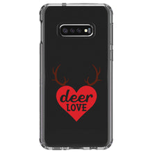 DistinctInk® Clear Shockproof Hybrid Case for Apple iPhone / Samsung Galaxy / Google Pixel - Deer Love - Red Antlers