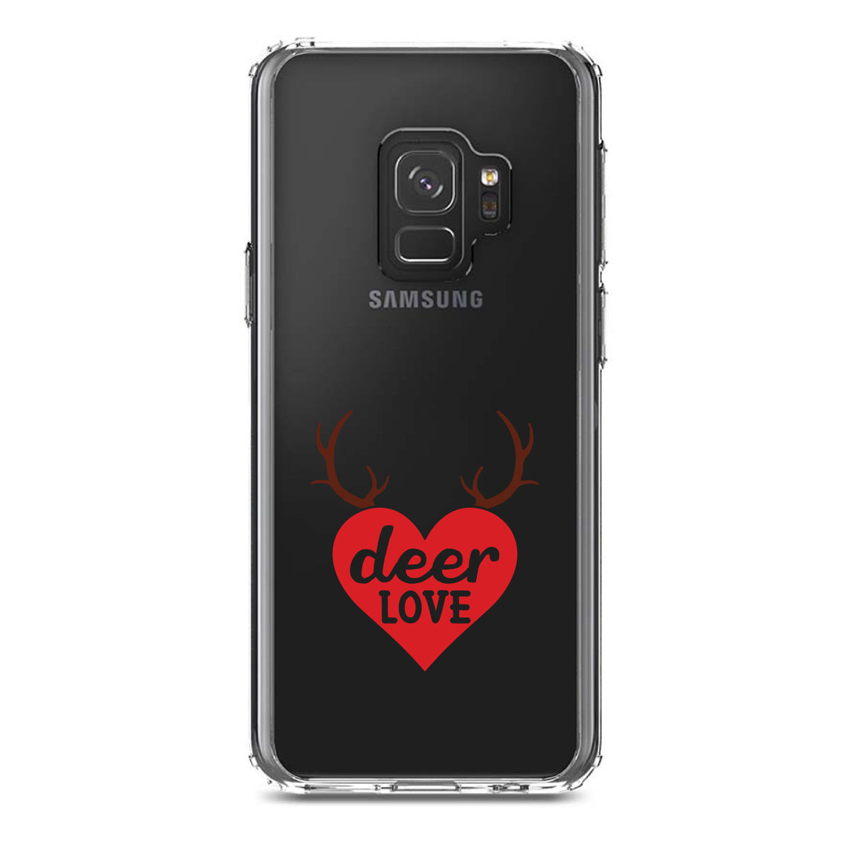 Deer Love, Red Antlers Clear Shockproof iPhone Case, view 19