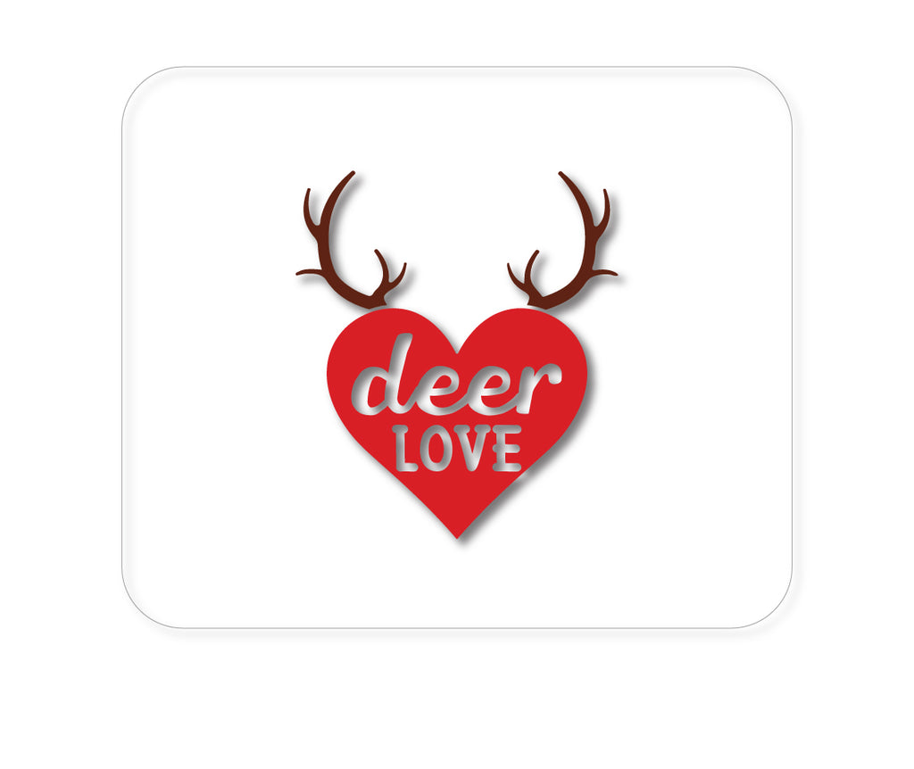 Custom Foam Rubber Mouse Pad - Deer Love - Red Antlers