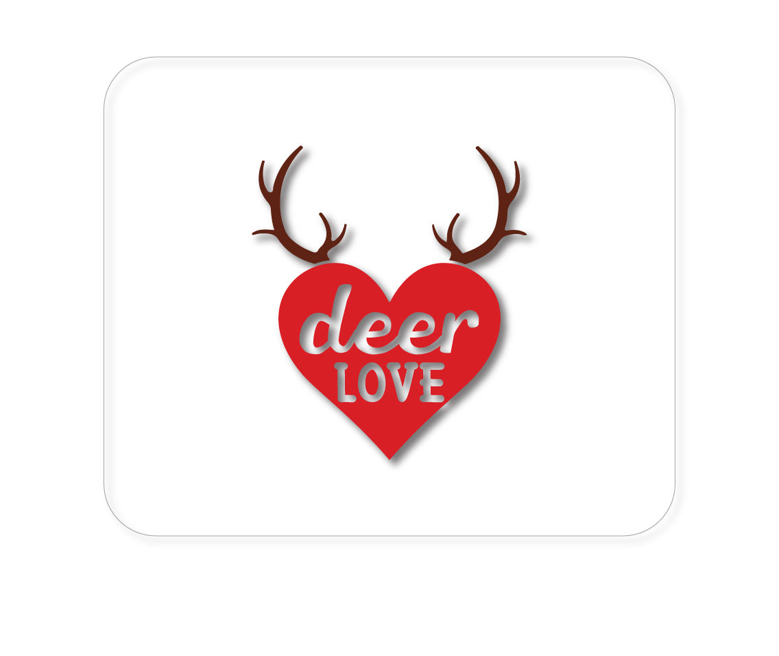 Custom Foam Rubber Mouse Pad - Deer Love - Red Antlers